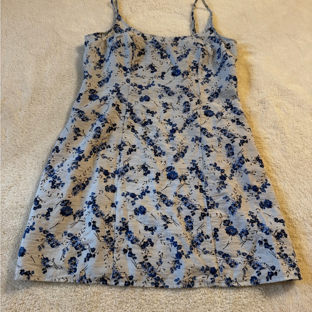 Floral Blue and White Mini Dress